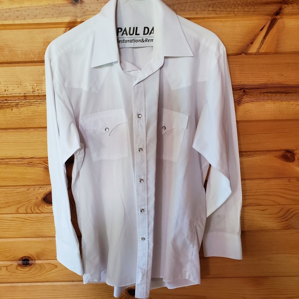 Men's Sheplers White, Pearl Snap Western Shirt - 15.5 neck - 33 sleeve